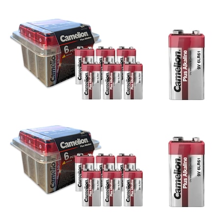 Camelion 9V Plus Alkaline Plastic Tub 12 Count 12PK 6LR61-PB6-CB2